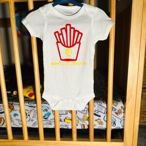 Gerber White Bodysuit with Red and Yellow French Fry Design